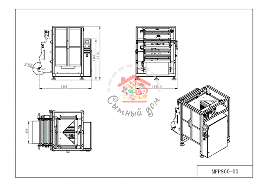 Четырехрядная машина с жидкостным дозатором для упаковки стиков Модель: MLP-480-04L - внешний вид
